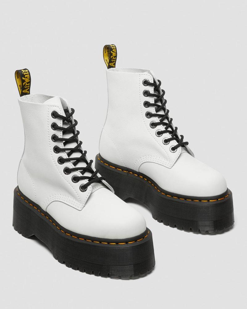 Botas Plataforma Dr Martens 1460 Pascal Max Cuero Mujer Blancos | MX 549PJJ